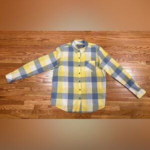 Natural Reflections Yellow and Blue Plaid Casual Shirt